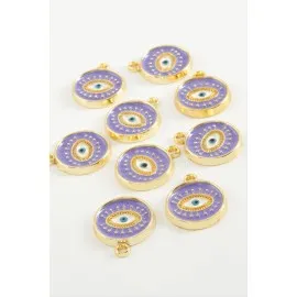 Göz Tek Kulp Mineli Bileklik Ve Kolye Ucu Aparatı 1 Adet-Lila