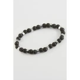 Hematit - Mat Onix Doğaltaş Bileklik-Siyah