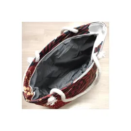 Yaprak Desenli Plaj Çantası-Su Yeşili