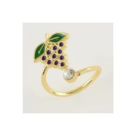 Üzüm Mineli Taşlı Eklem Yüzük 1 Adet-Sarı