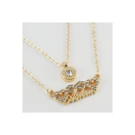 Aşkım Yazılı Kalp Figürlü Yeni Sezon İkili Kolye-Sarı