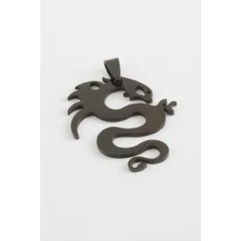 Ejderha Çelik Kolye Ucu 4 cm-Siyah