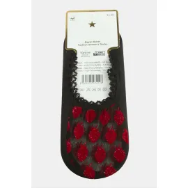 Çilek Dantel Babet Çorap-Siyah