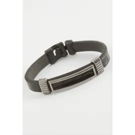 Çerçeve Kaliteli Suni Deri Bileklik-Siyah