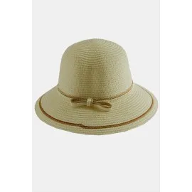 Fiyonglu Hasır Şapka-Bej