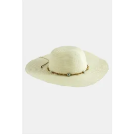 Göz Örme Zincir Hasır Şapka-Krem