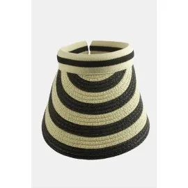 Kasketli Hasır Plaj Şapkası-Siyah