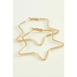 Yıldız Halka Küpe 5,5 Cm-Sarı