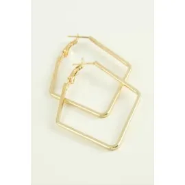 Dörtgen Halka Küpe 7 Cm-Sarı