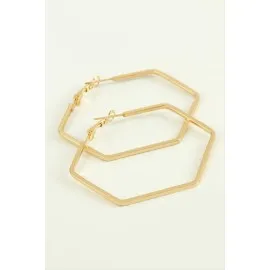 Beşgen Halka Küpe 4 Cm-Sarı