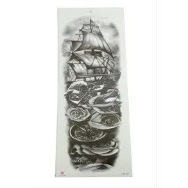 Gemi Tattoo Kol Dövme Sticker-Siyah