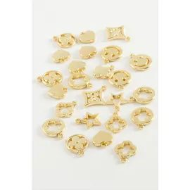 Karışık Tek Kulplu Metal Bileklik ve Kolye Ucu Aparatı 1 Adet-Sarı