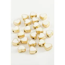 Kalp Mineli Bileklik Ve Kolye Ucu Aparatı 1 Adet-Beyaz