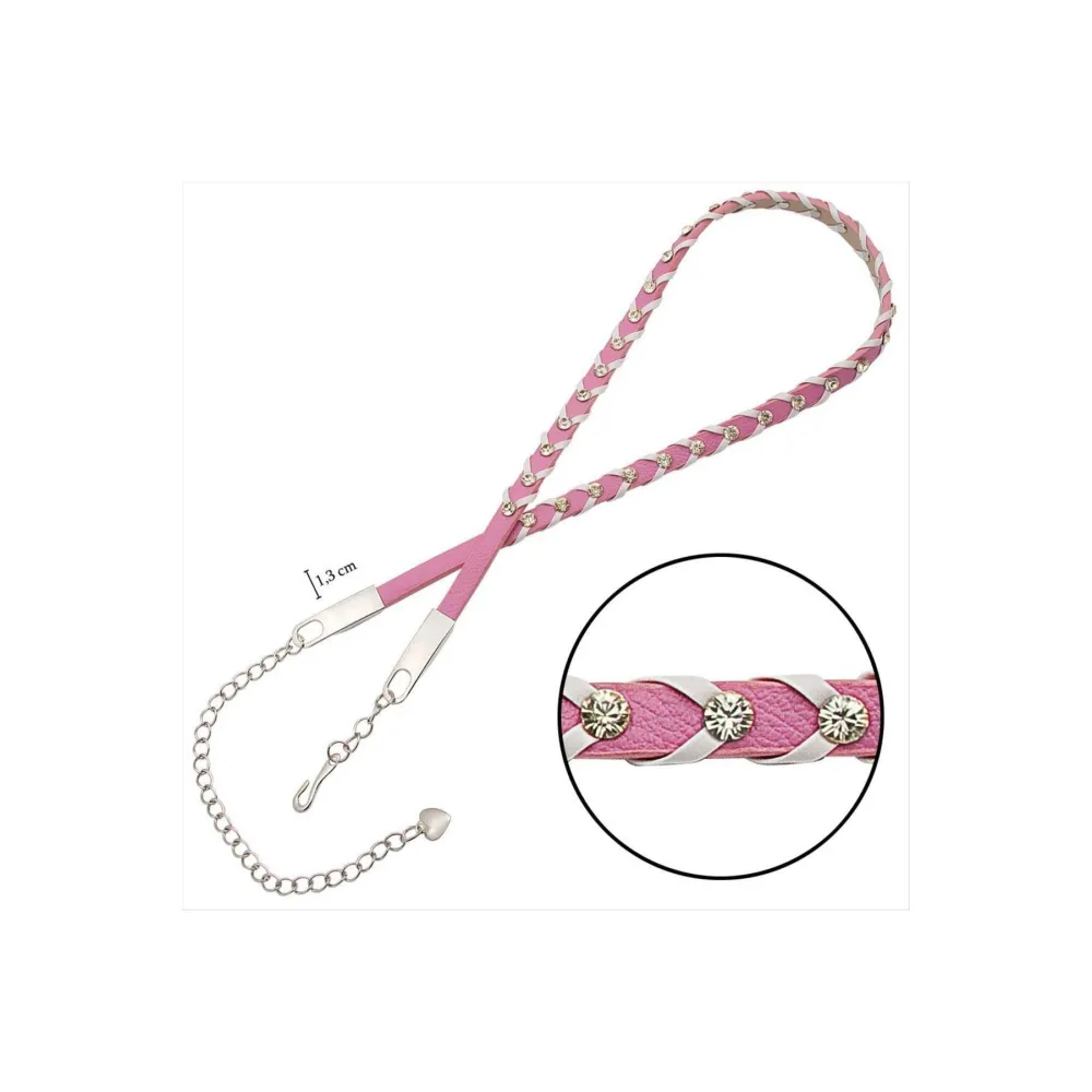 Örgülü Deri Taşlı Kemer-Sarı