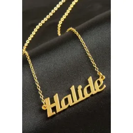 Halide İsimli Kolye -Sarı