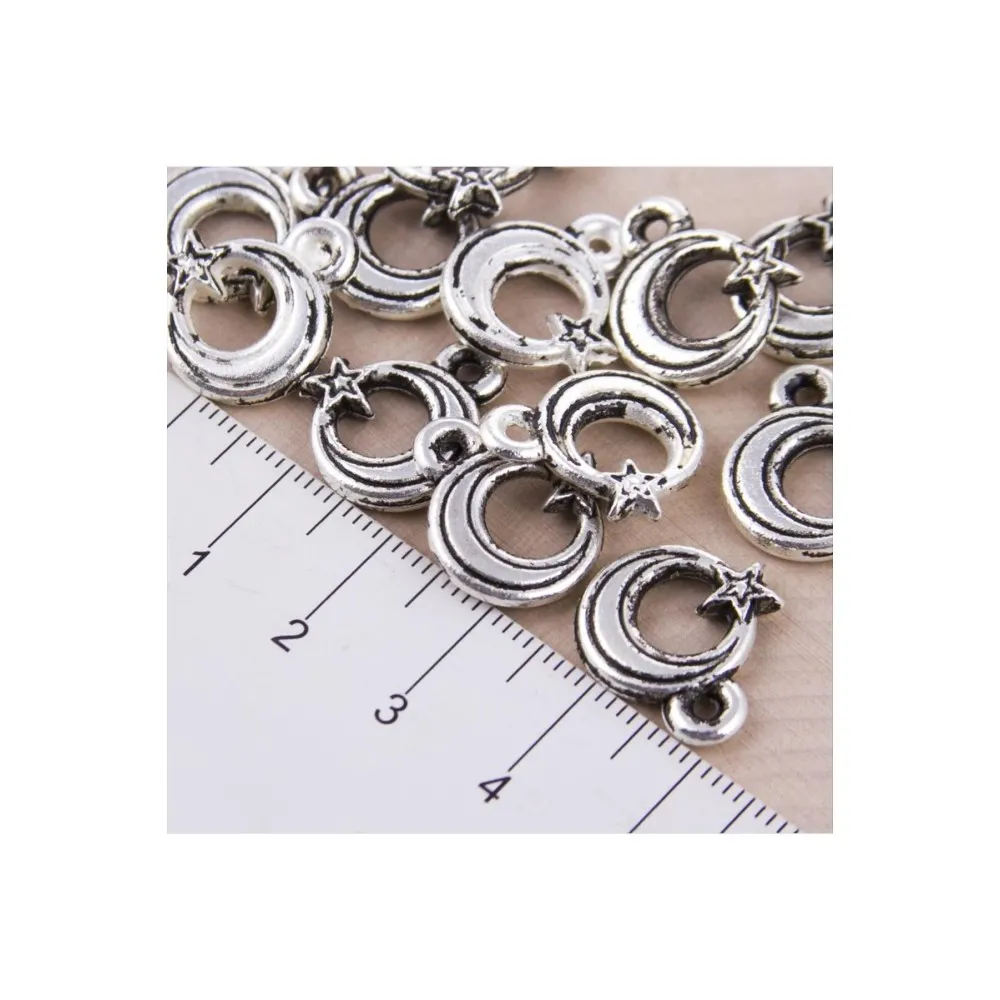 Ay Yıldız Püskül Malzemesi 10Lu Minik-Gümüş Rengi