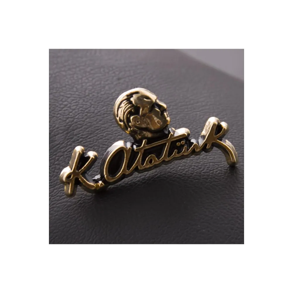 Atatürk İmzalı Yaka Rozet-Sarı