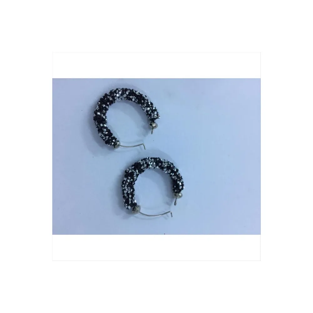 Swarovski Fitil Küpe-Parlak Siyah