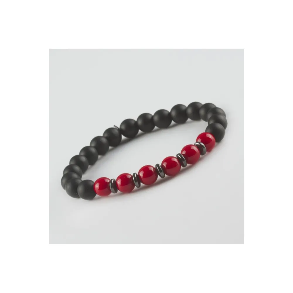Ceyt - Mat Onix Doğaltaş Bileklik-Kırmızı