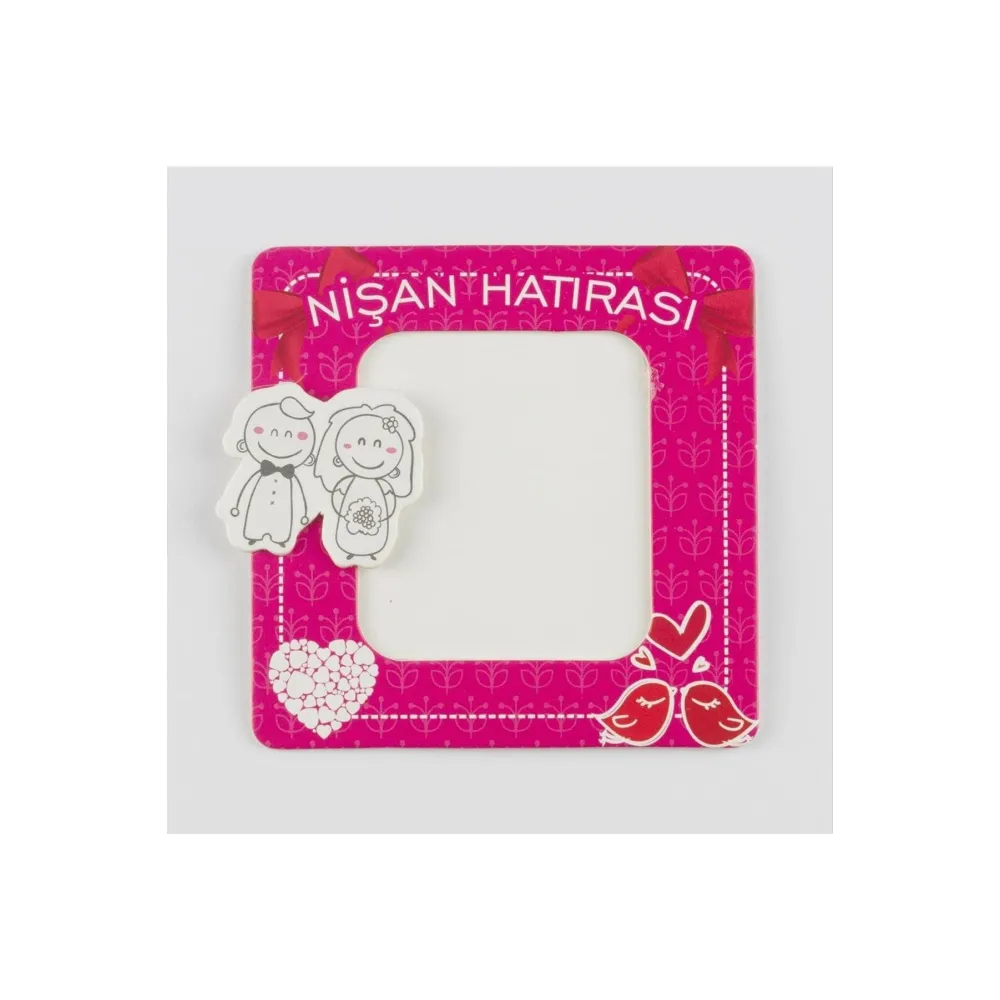 Nişan Hatırası Magnet Karton Çerçeve-Pembe