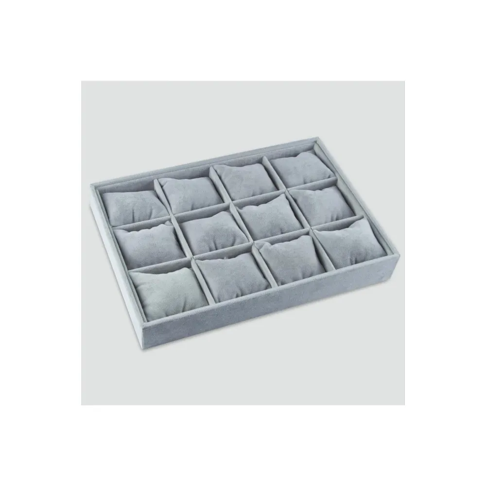 12li Anfora Kumaş Yastıklı Tabla-Açık Gri