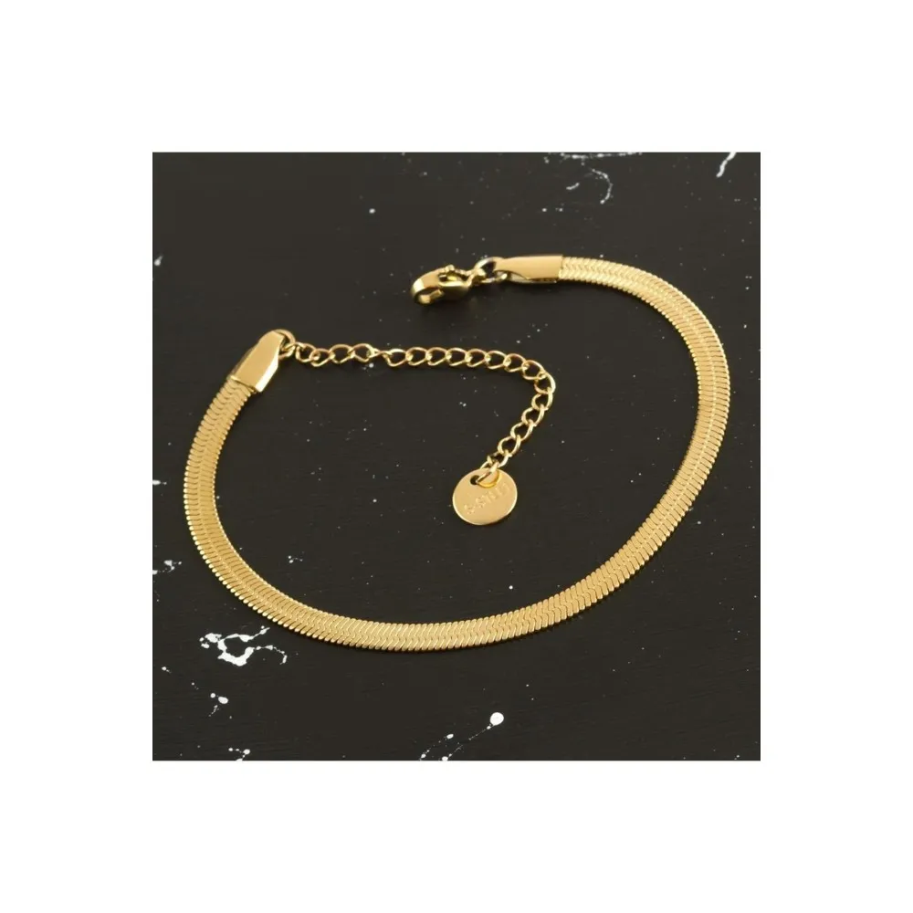 İtalyan Çelik Zincir Bileklik-Sarı