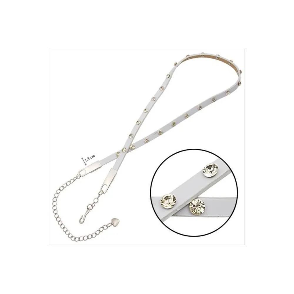 Klasik Deri Taşlı Kemer-Açık Mor