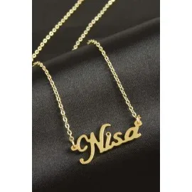 Nisa İsimli Kolye -Sarı