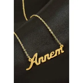 Annem Yazılı Kolye-Sarı