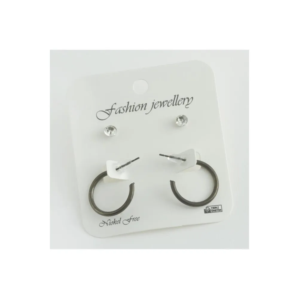 4Lü Ezme Halka Küpe 2 Cm-Siyah