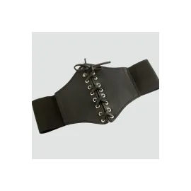 Örgülü Çıtçıtlı Lastikli Kemer-Kahverengi