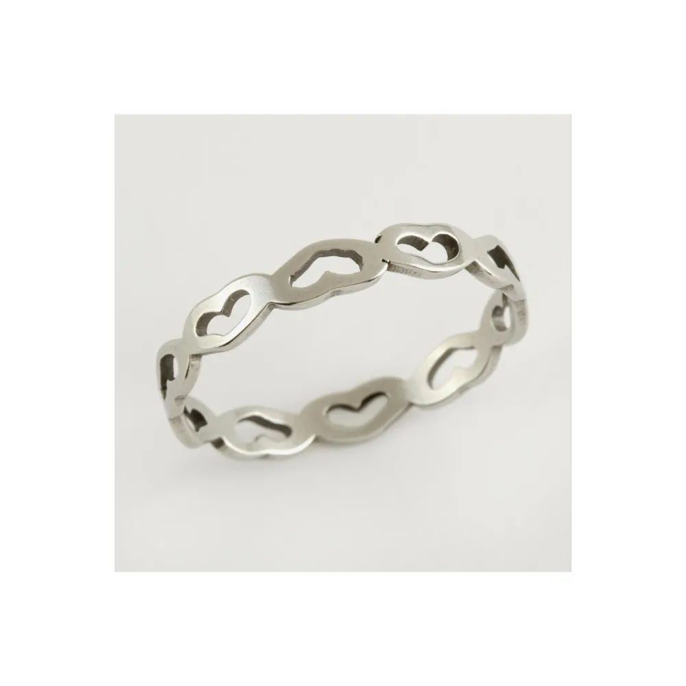 Kalp Lüks Çelik Yüzük-Gümüş Rengi