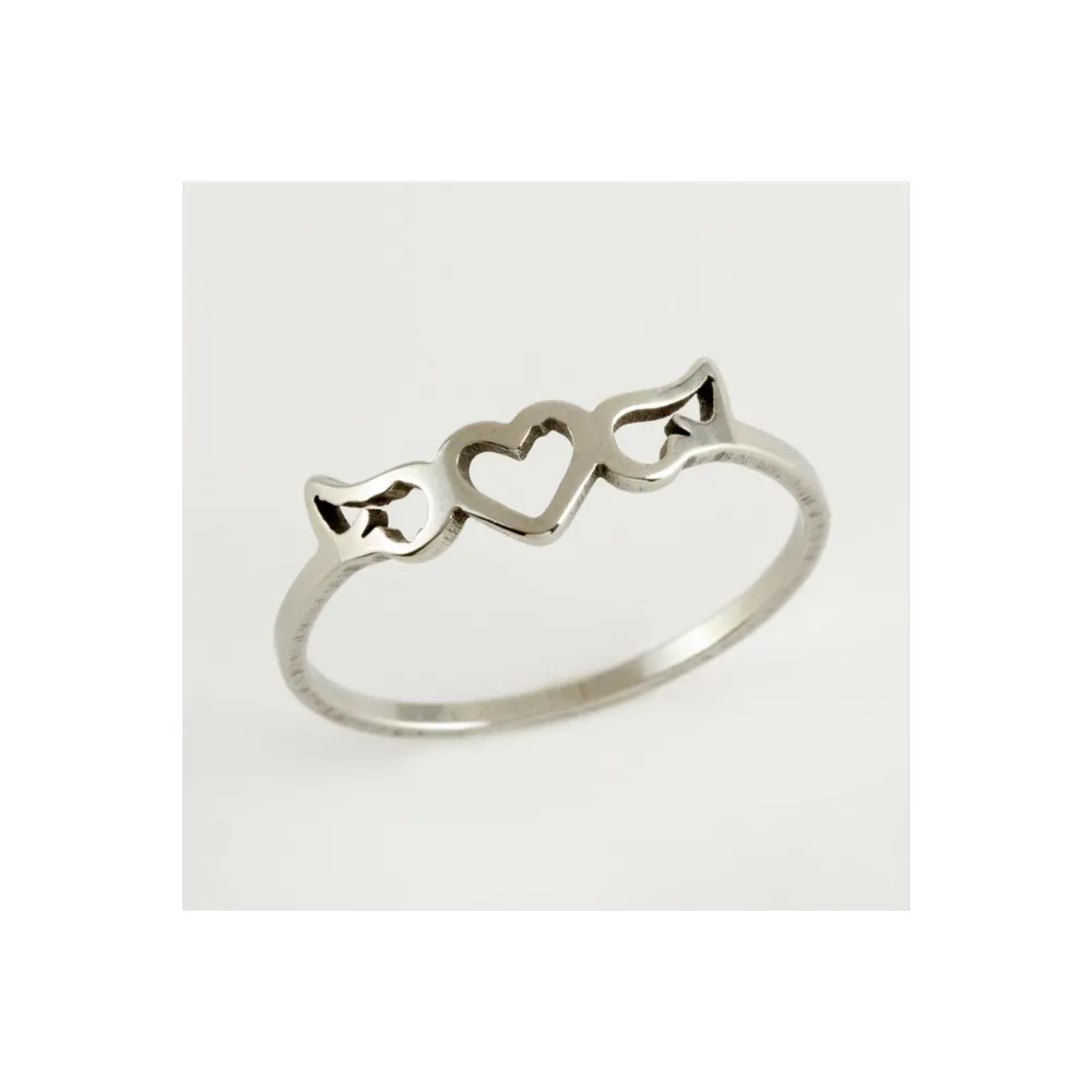 Kalp Lüks Çelik Yüzük-Gümüş Rengi
