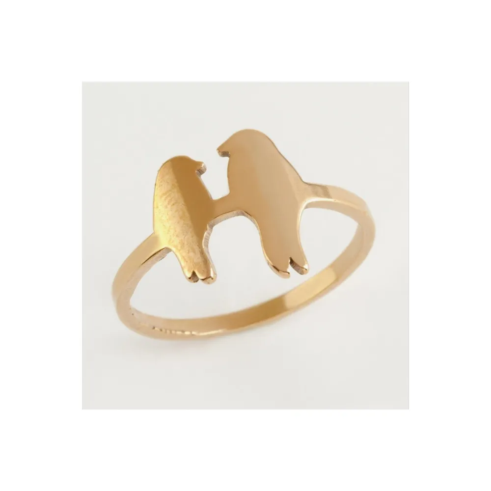 Kuş Lüks Çelik Yüzük-Bronz