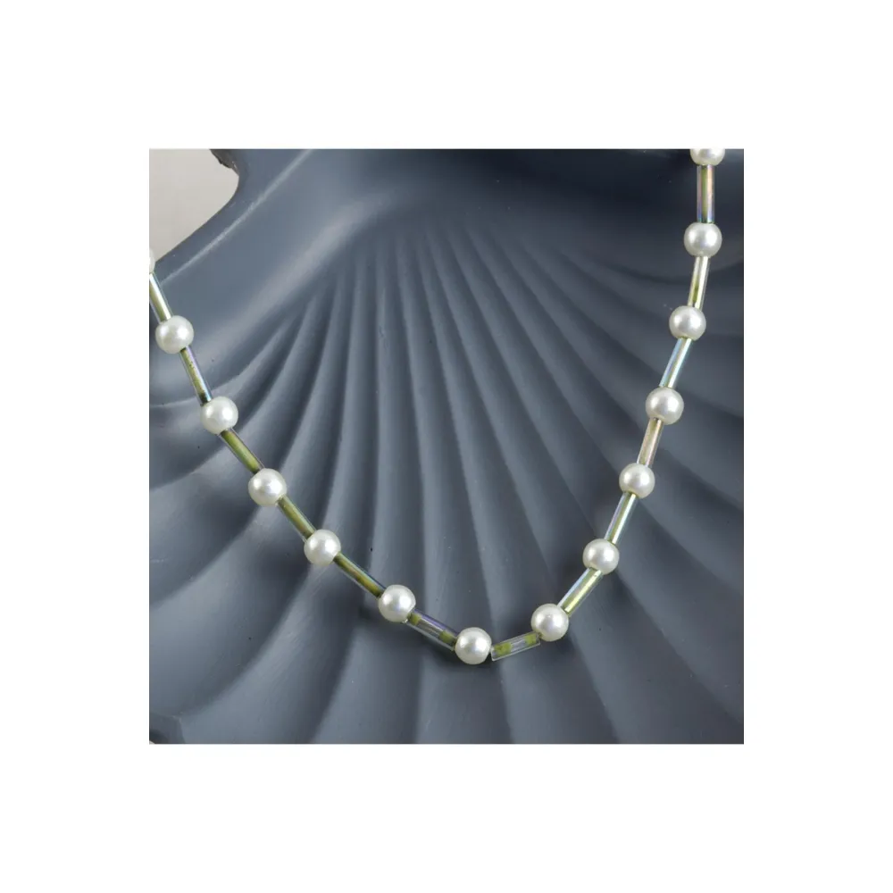 İnci Boncuk Kolye-Su Yeşili