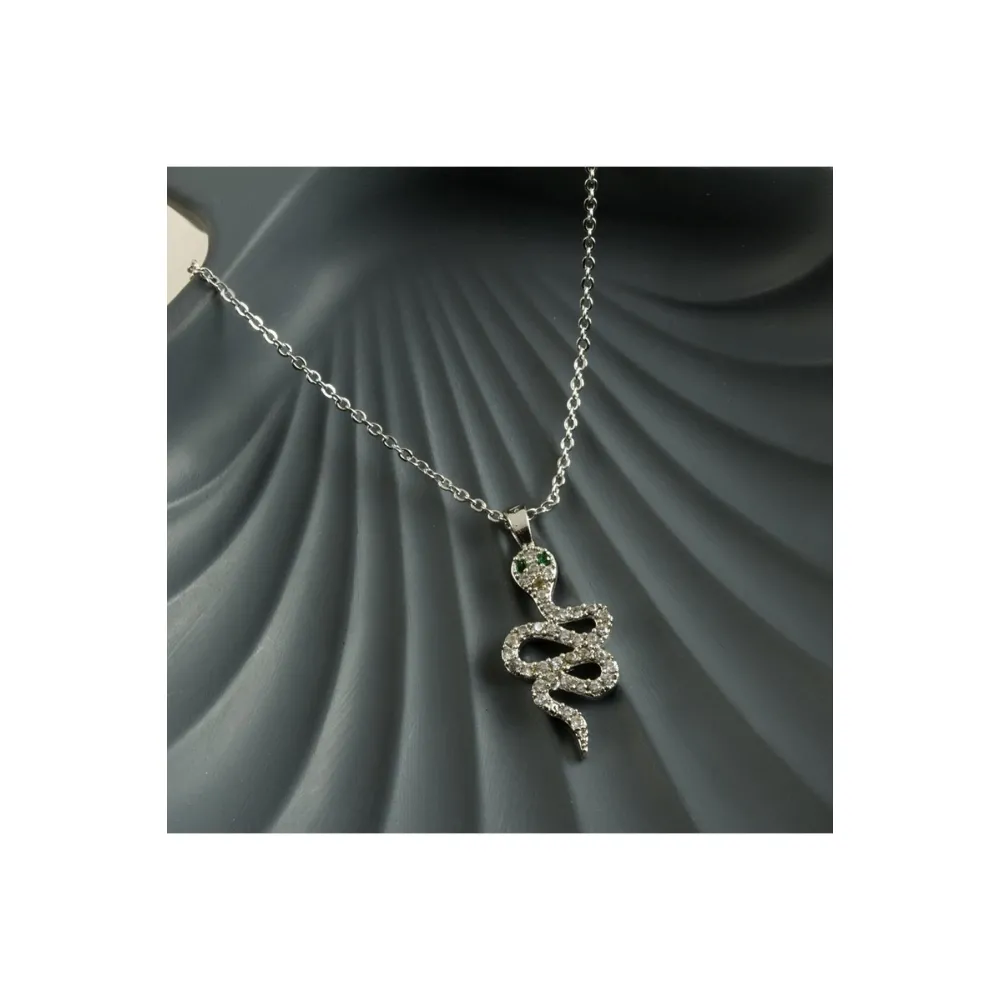 Yılan Zirkon Taşlı Yeni Sezon Kolye-Sarı