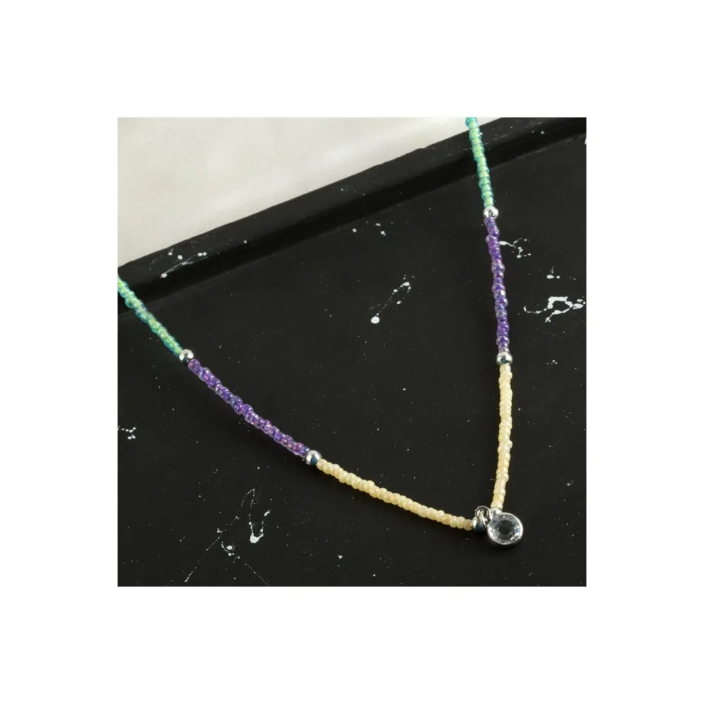 Renkli Kum Boncuk Taşlı Kolye-Model-1