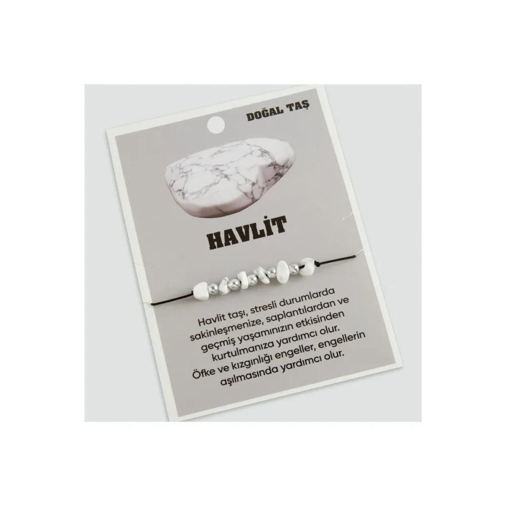 Havlit Doğaltaşlı İp Bileklik-Beyaz