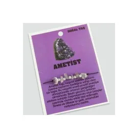 Ametist Doğaltaşlı İp Bileklik-Mor