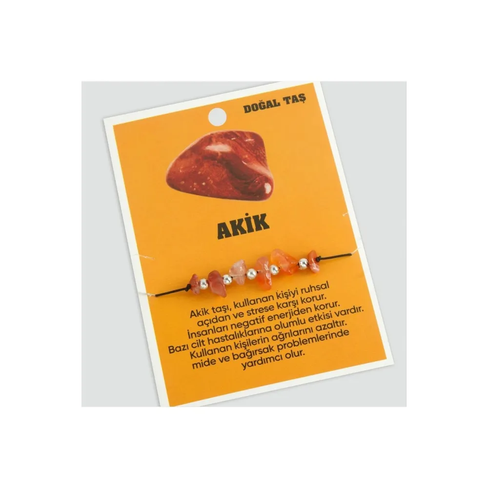 Akik Doğaltaşlı İp Bileklik-Kahverengi