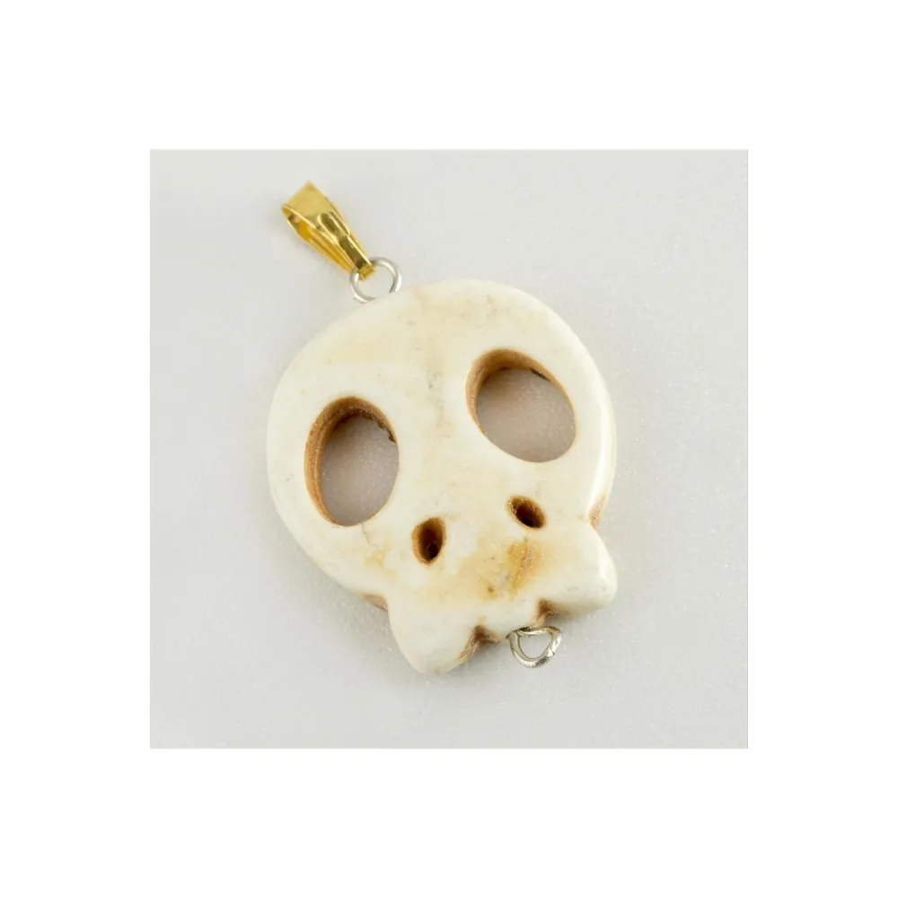 Kuru Kafa Turkuaz Doğaltaş Kolye Ucu-Beyaz