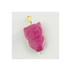 Baykuş Turkuaz Doğaltaş Kolye Ucu-Pembe