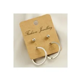 4 Adet Ezme Halka Küpe 2,5 cm-Gümüş Rengi