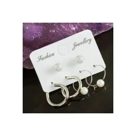 6 Adet Deniz Kabuğu İnci Halka Küpe 1,5 Cm-Gümüş Rengi