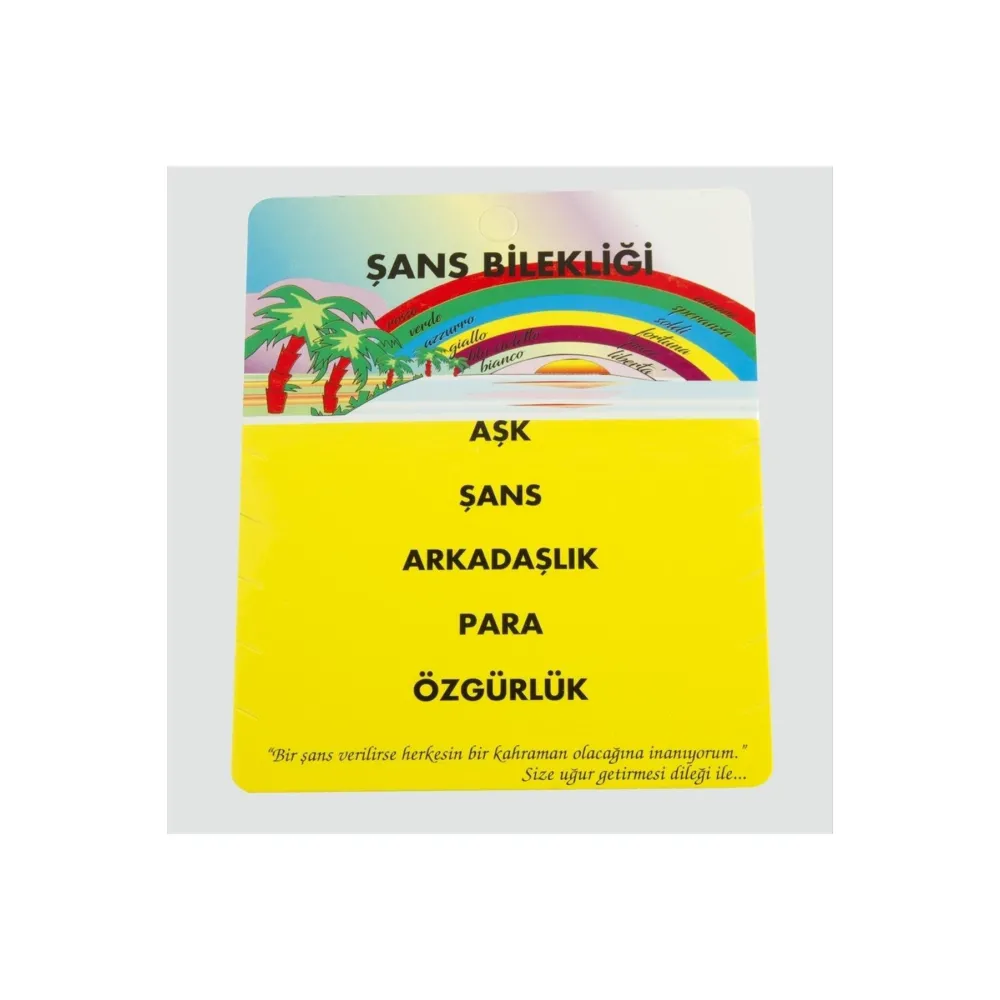 5Li Şans Bileklik Kartı 200 Adet-Sarı