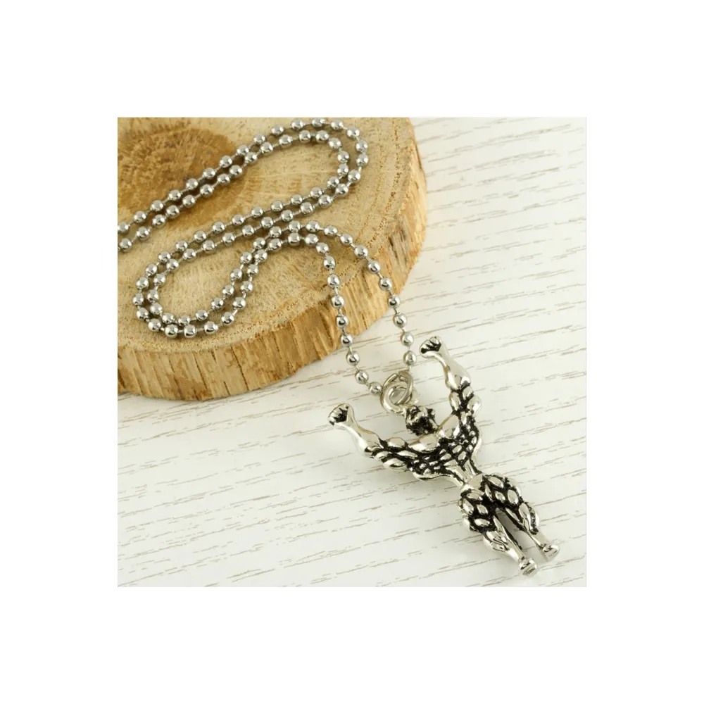 Fitnes Metal Kolye-Gümüş Rengi