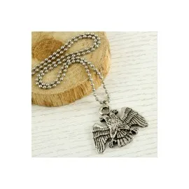 Çift Başlı Kartal Metal Kolye-Gümüş Rengi