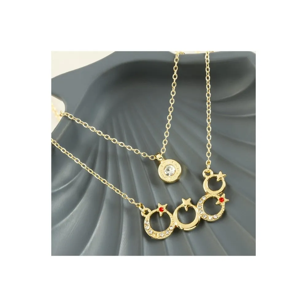 Ay Yıldız Yeni Sezon İkili Kolye-Sarı