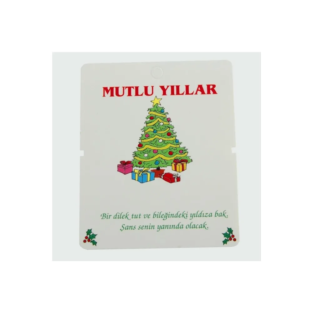 Mutlu Yıllar Bileklik Kartı 200 Adet-Beyaz