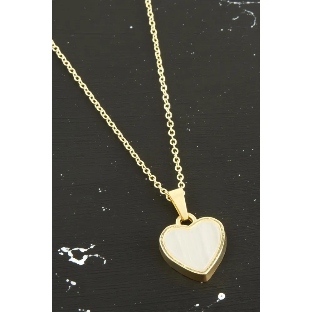 Kalp Polyester Kolye-Beyaz